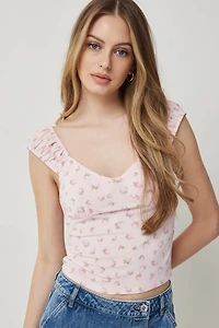 Ardene Crop Peasant Top in Light Pink | Size | Polyester/Spandex