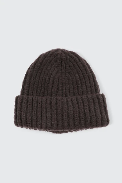 Ardene Chunky Rib Beanie in Brown | Polyester/Spandex