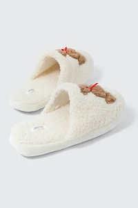 Pantoufles en fausse fourrure à détail d'animal