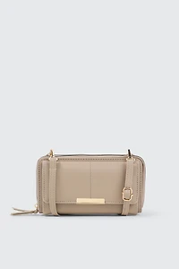 Ardene Crossbody Wallet in Beige | 100% Recycled Polyester/Faux Leather | Eco-Conscious