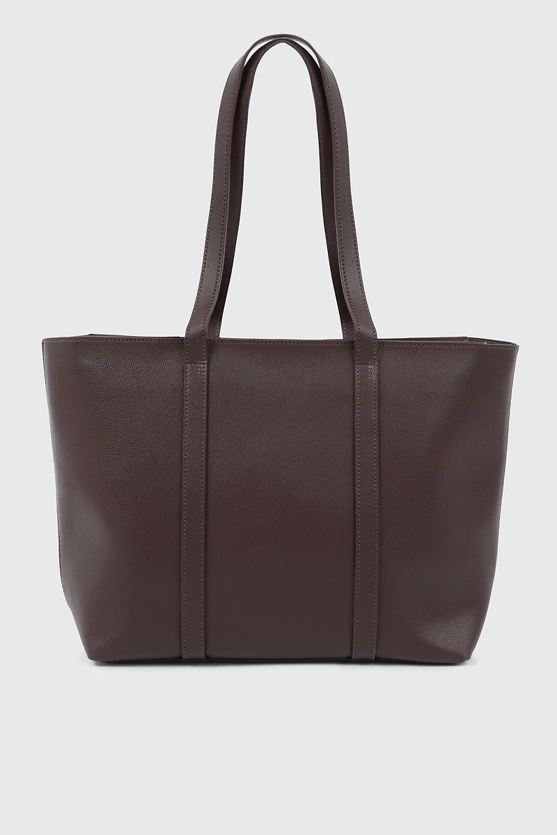 Ardene Large Faux Leather Tote Bag in Brown