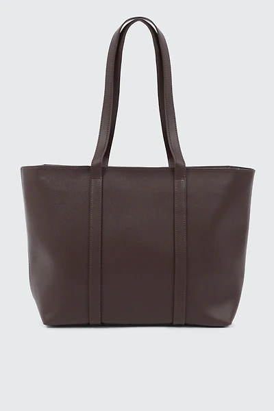 Ardene Large Faux Leather Tote Bag in Brown