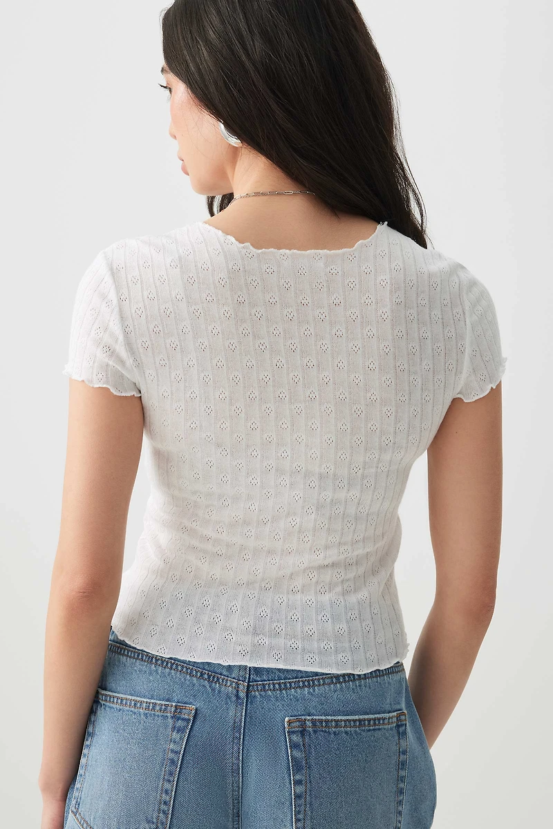 T-shirt pointelle à frissons