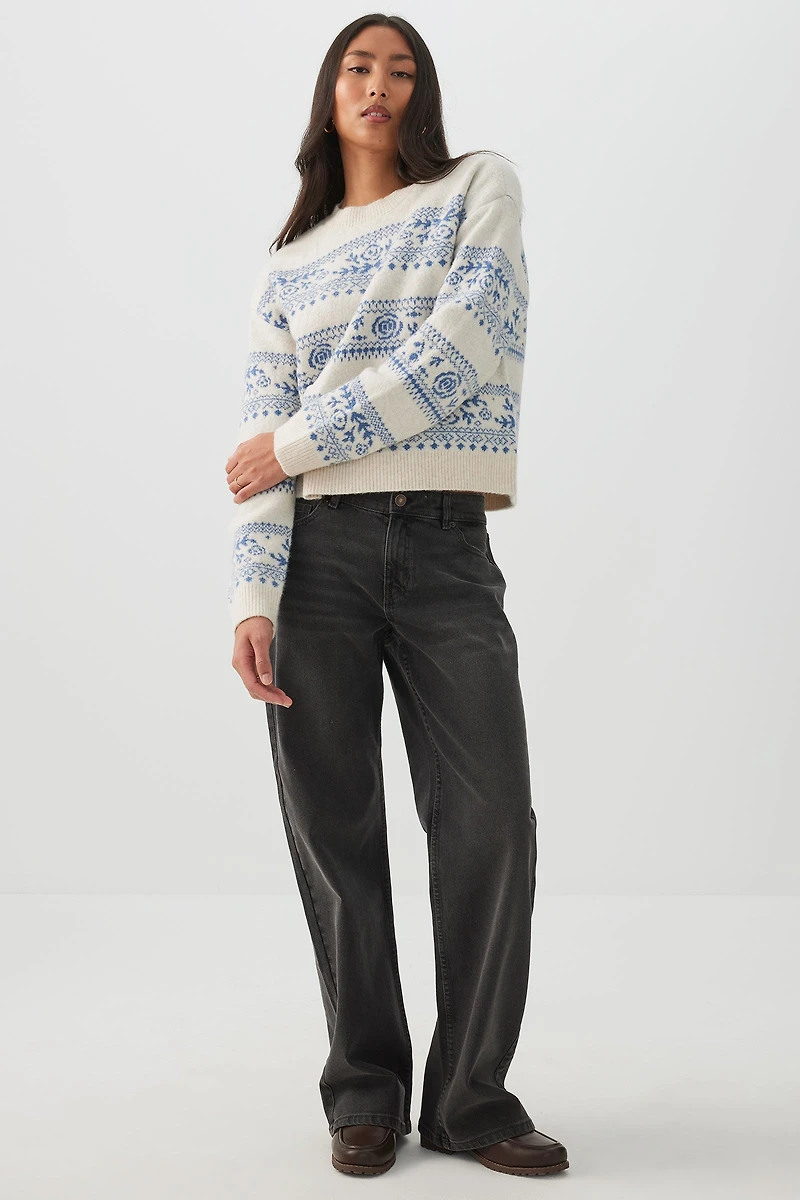 Chandail court jacquard très doux