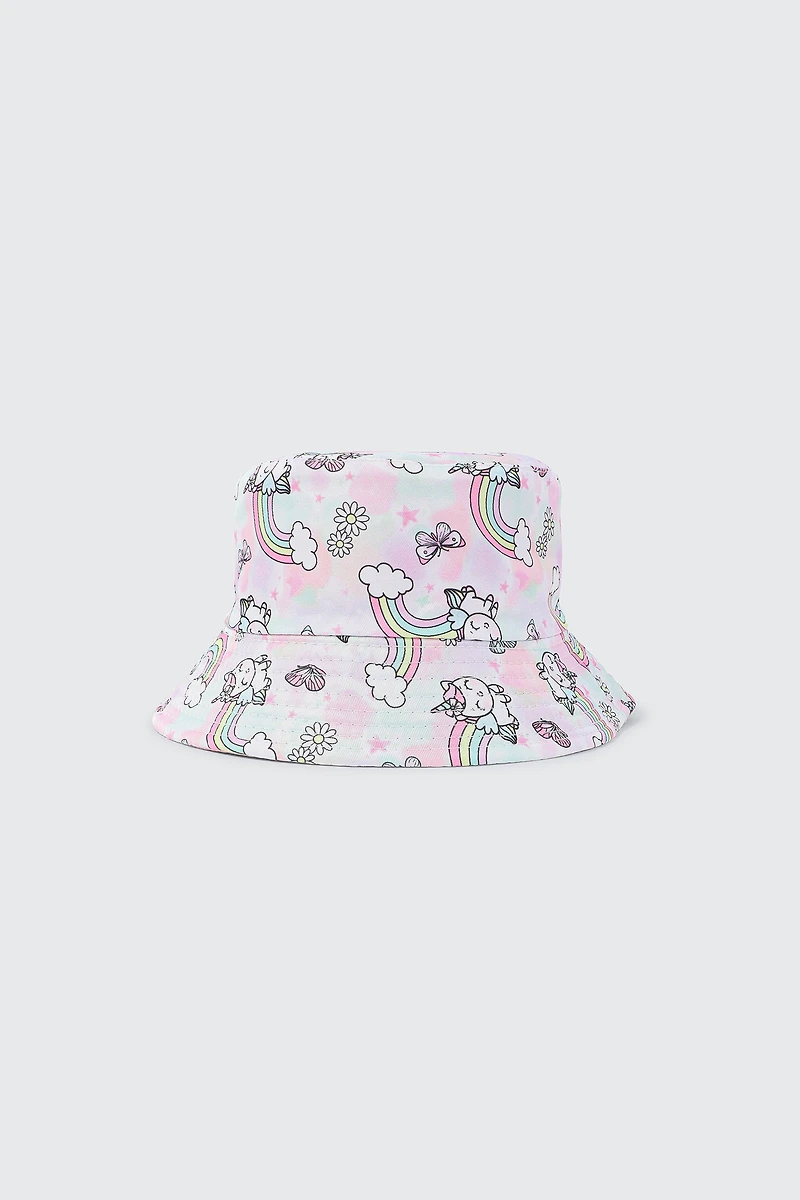 Ardene Kids Reversible Unicorn Bucket Hat | 100% Cotton