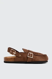 Ardene Slinback Clogs in Brown | Size | Faux Suede