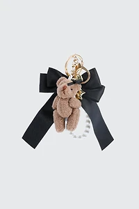 Ardene Plushie Bear Keychain with Charms in Black