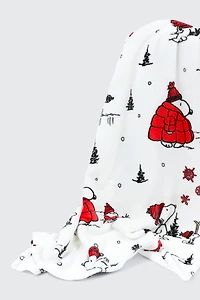 Ardene Snoopy Plush Throw in White | Polyester
