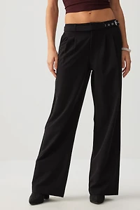 Ardene Belted Tailored Wide Leg Pants in | Size | Polyester/Spandex/Viscose