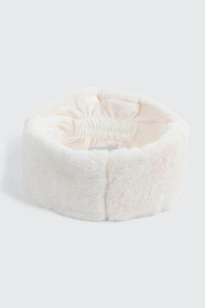 Ardene Faux Fur Headband in Off-White | Polyester