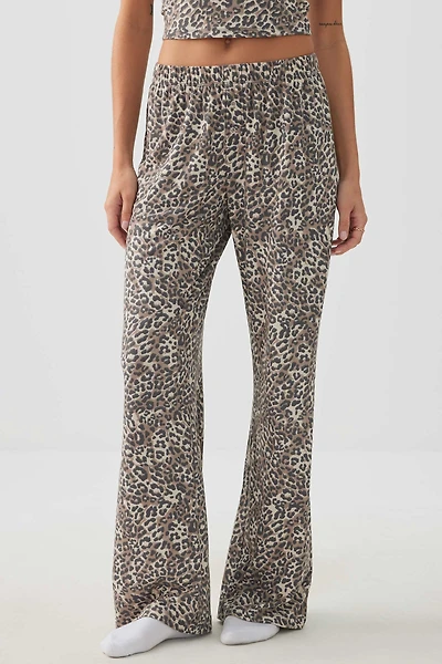 Ardene HUSHKNIT Rib Loose PJ Pants in Beige | Size Small | Polyester/Spandex | Eco-Conscious