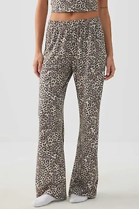 Ardene HUSHKNIT Rib Loose PJ Pants in Beige | Size Small | Polyester/Spandex | Eco-Conscious