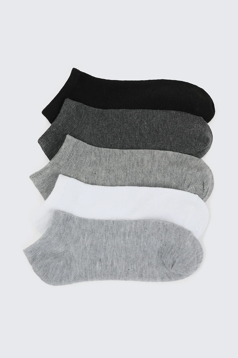Ardene 5-Pack Ankle Socks in Grey | Polyester/Spandex