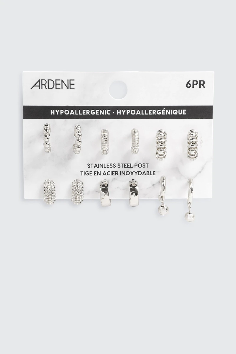 6 paires d'anneaux torsades et sphères