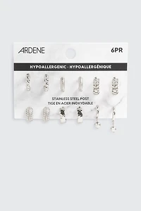 6 paires d'anneaux torsades et sphères