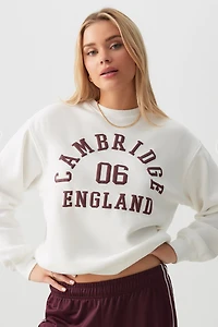 Ardene Cambridge Sweatshirt in White | Size | Polyester/Cotton | Fleece-Lined