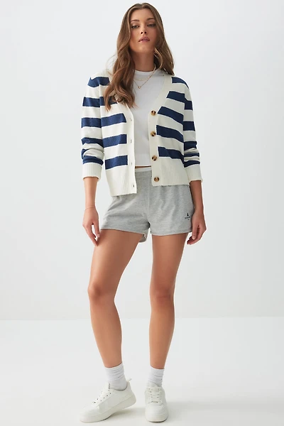 Ardene Dolphin Shorts with Exposed Elastic in Grey | Size | 100% Cotton/Viscose
