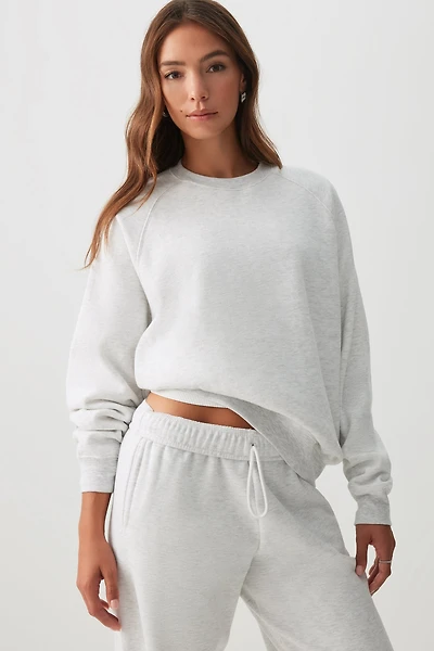 Ardene MADESOFT Fleece Raglan Crew Neck Sweatshirt in Mushroom | Size | Polyester/Cotton | Eco-Conscious