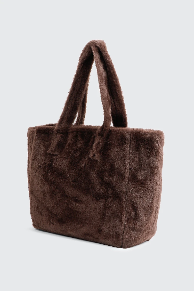 Grand sac fourre-tout en fausse fourrure