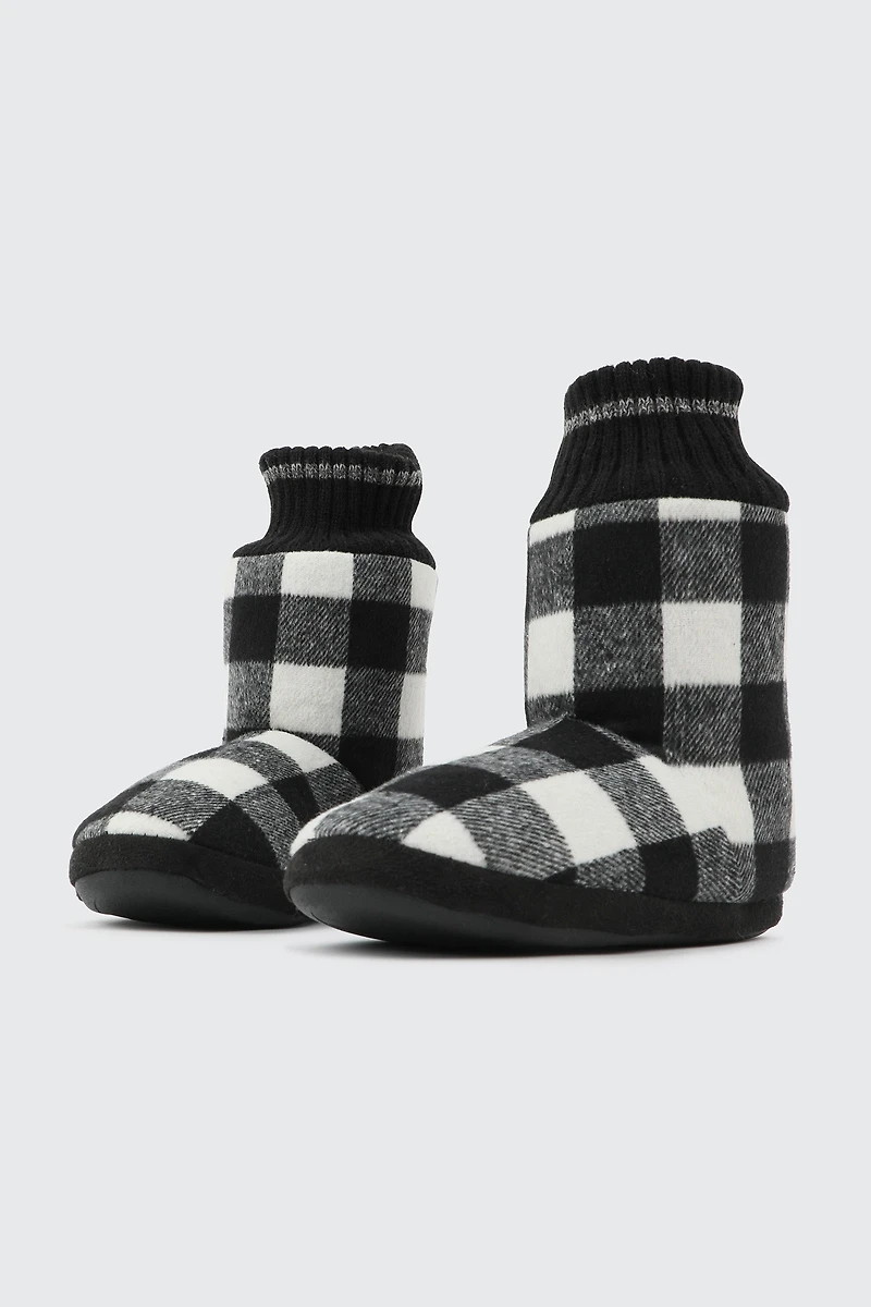 Pantoufles bottines à carreaux pour hommes