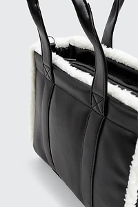 Fourre-tout en faux suède à bordure sherpa