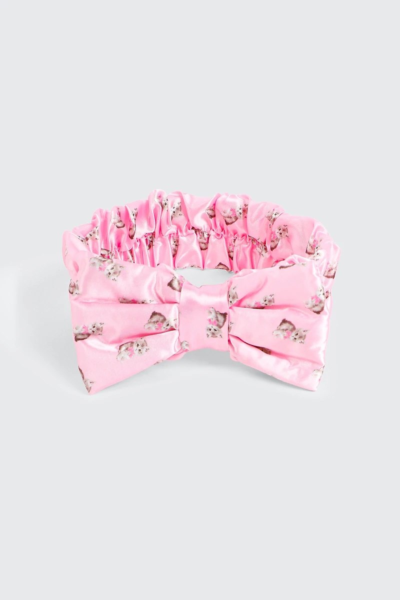 Ardene Kitten Print Headband in Light Pink | Polyester/Rubber