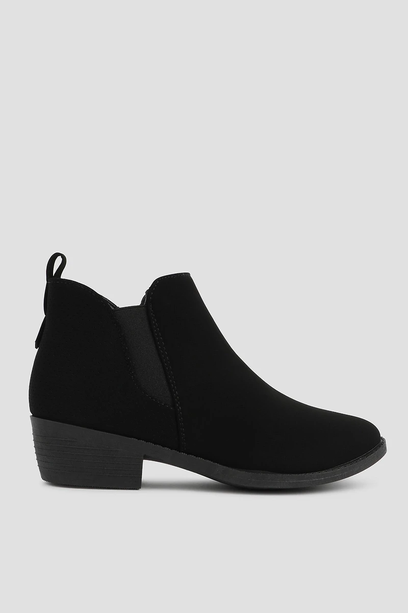 Ardene Faux Suede Chelsea Boots with Perforations in Black | Size | Eco-Conscious