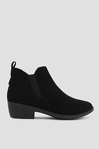 Ardene Faux Suede Chelsea Boots with Perforations in Black | Size | Eco-Conscious
