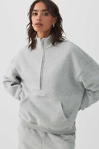 Ardene MADESOFT? Fleece Oversized Half Zip Sweatshirt in Oyster | Size | Polyester/Cotton | Eco-Conscious