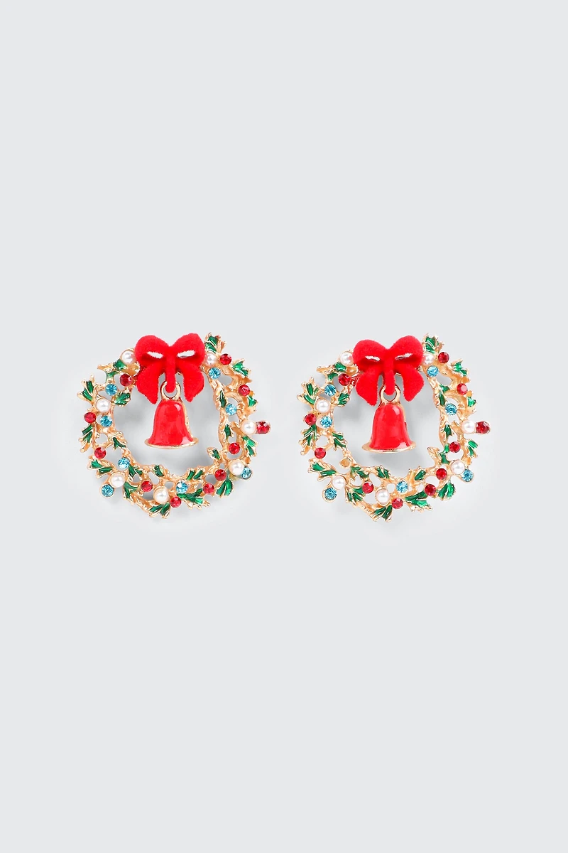 Ardene Holiday Wreath Earrings | Stainless Steel