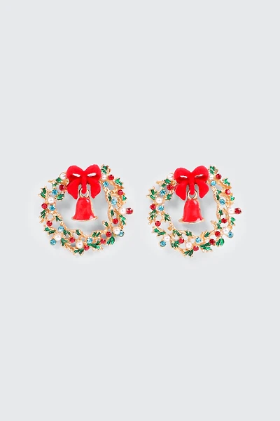 Ardene Holiday Wreath Earrings | Stainless Steel