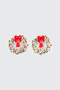 Ardene Holiday Wreath Earrings | Stainless Steel