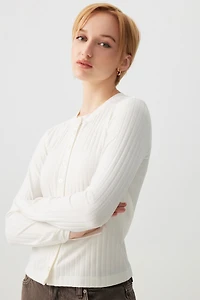 Cardigan à col rond côtel