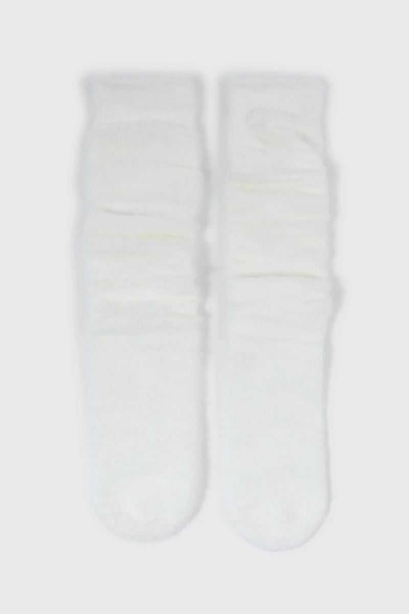 Ardene Slouchy Cozy Boot Socks in White | Polyester/Spandex