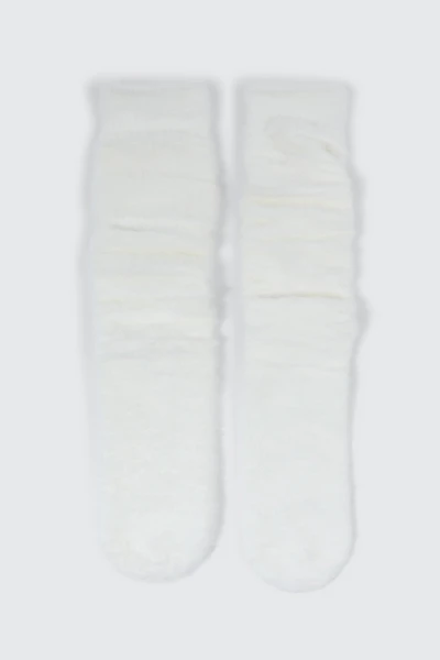 Ardene Slouchy Cozy Boot Socks in White | Polyester/Spandex