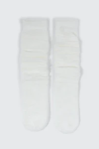 Ardene Slouchy Cozy Boot Socks in White | Polyester/Spandex