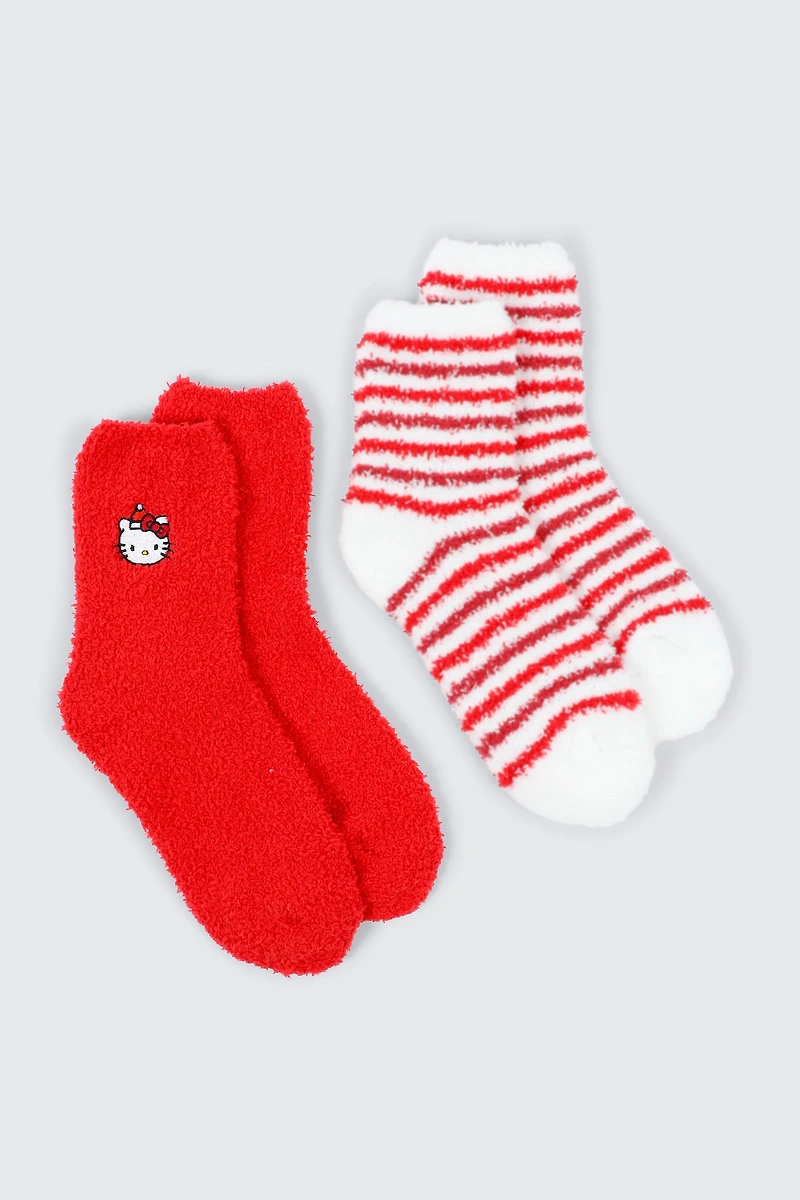 2 paires de chaussettes pelucheuses Hello Kitty