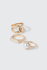 Trio de bagues à fausses perles