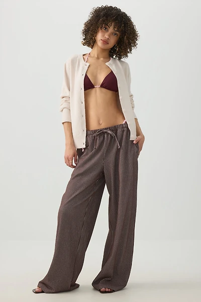 Ardene Textured Wide Leg Knit Pants in Brown | Size | Polyester/Cotton