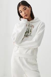 Ardene Graphic Hoodie in White | Size | Polyester/Cotton | Fleece-Lined