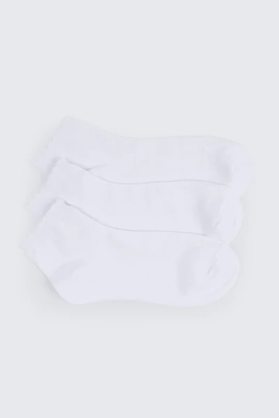 Ardene 3-pack Scalloped Edge Demi Crew Socks in White | Polyester/Spandex