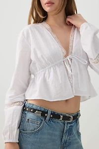 Haut court en coton à nouer