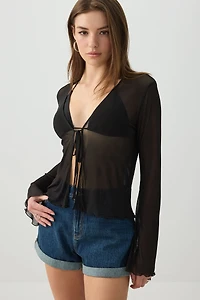 Cardigan en maille noué à l'avant