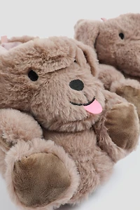 Pantoufles chiens en peluche