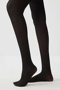 Ardene Tone on Tone Leopard Tights in Black | Size | Nylon/Spandex