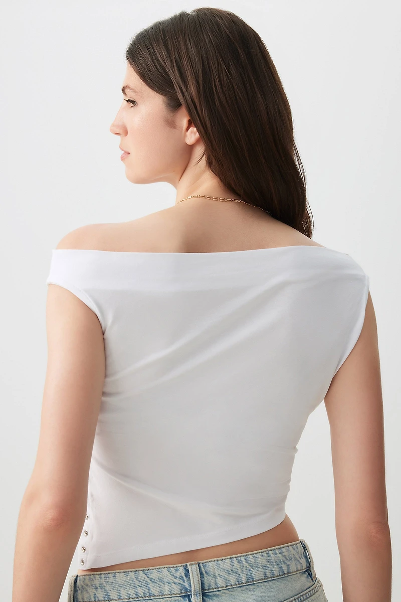 T-shirt asymétrique à une épaule dénudée
