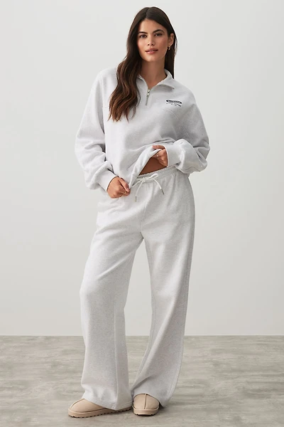 Ardene Wide Leg Sweatpants in Light Grey | Size | Polyester/Cotton | Fleece-Lined