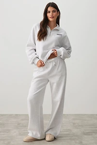 Ardene Wide Leg Sweatpants in Light Grey | Size | Polyester/Cotton | Fleece-Lined