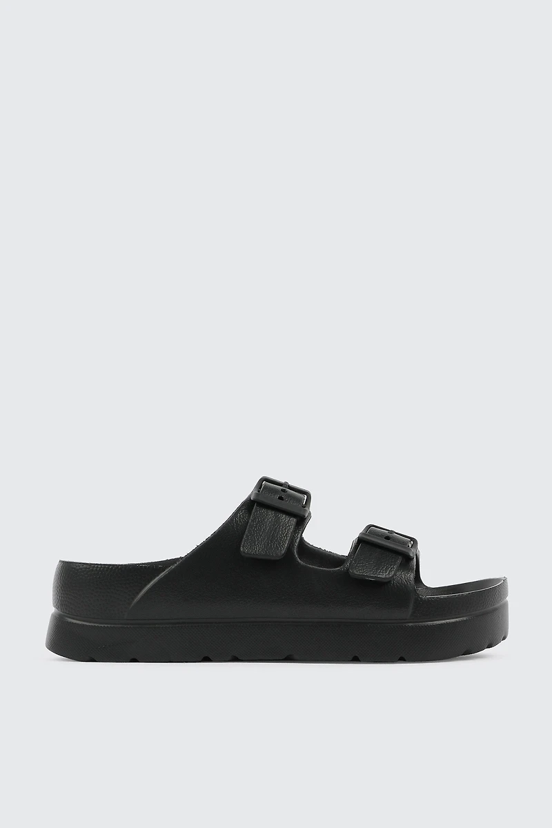 Ardene 2-Strap Platform Sandals in Black | Size 10 | Eco-Conscious