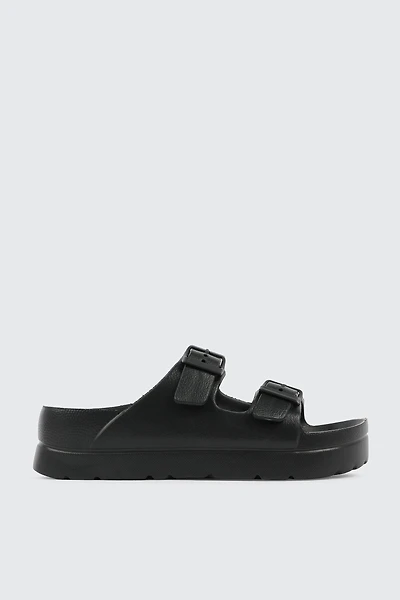 Ardene 2-Strap Platform Sandals in Black | Size 10 | Eco-Conscious